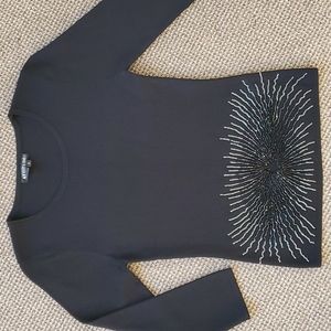 Beaded black knit top